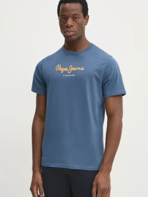 Pepe Jeans t-shirt bawełniany Eggo męski kolor niebieski z nadrukiem PM508208