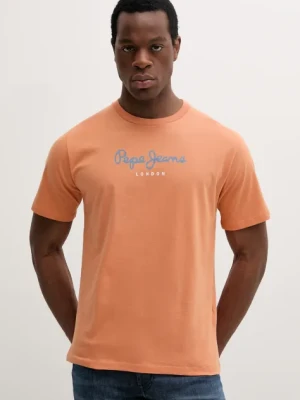 Pepe Jeans t-shirt bawełniany Eggo męski kolor pomarańczowy z nadrukiem PM508208