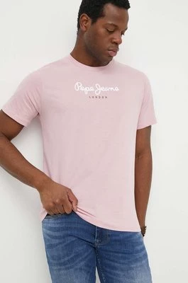 Pepe Jeans t-shirt bawełniany Eggo męski kolor różowy z nadrukiem PM508208