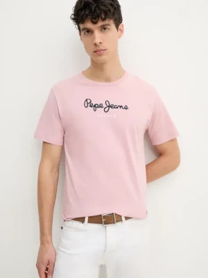 Pepe Jeans t-shirt bawełniany Eggo męski kolor różowy z nadrukiem PM508208