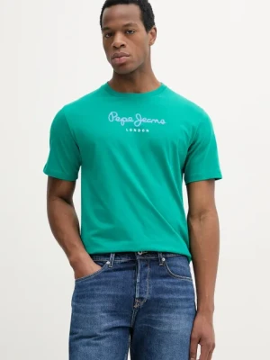 Pepe Jeans t-shirt bawełniany Eggo męski kolor zielony z nadrukiem PM508208