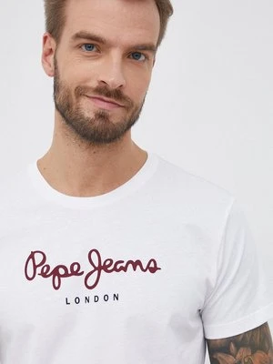 Pepe Jeans T-shirt bawełniany Eggo N kolor biały gładki PM508208.800