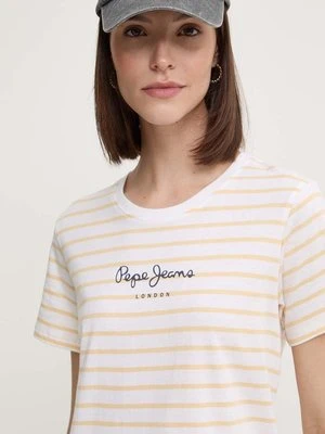 Pepe Jeans t-shirt bawełniany ELBA damski kolor żółty PL505876