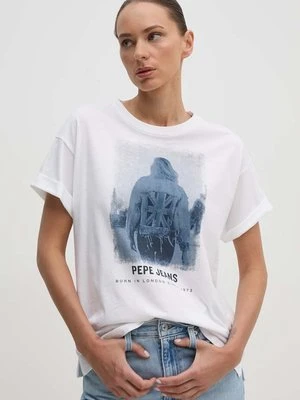 Pepe Jeans t-shirt bawełniany ELIZA damski kolor beżowy PL505890