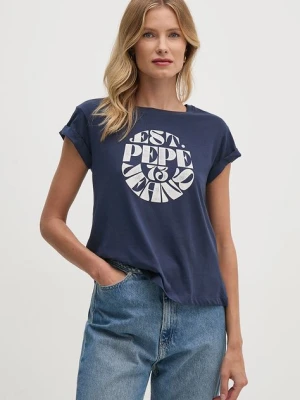 Pepe Jeans t-shirt bawełniany ELVIA damski kolor granatowy PL505881