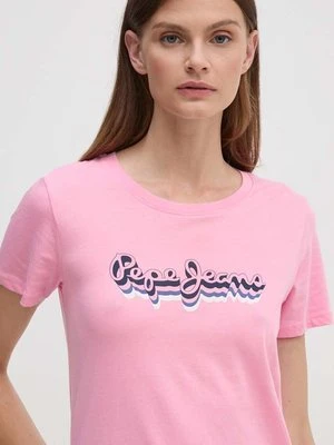 Pepe Jeans t-shirt bawełniany ENARA damski kolor różowy PL505879