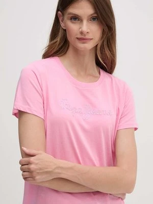 Pepe Jeans t-shirt bawełniany ESPE damski kolor różowy PL505896