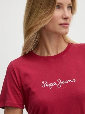 Pepe Jeans t-shirt bawełniany FIORE damski kolor czerwony PL505951