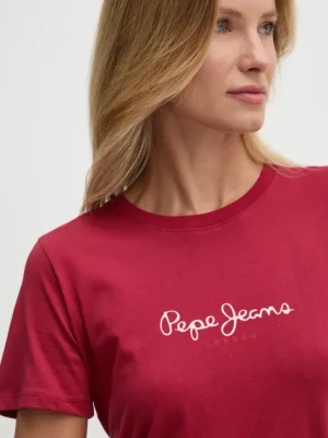 Pepe Jeans t-shirt bawełniany FIORE damski kolor czerwony PL505951