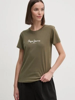 Pepe Jeans t-shirt bawełniany FIORE damski kolor zielony PL505951