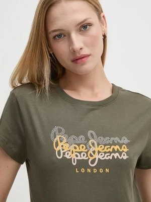 Pepe Jeans t-shirt bawełniany GALEY damski kolor zielony PL505941