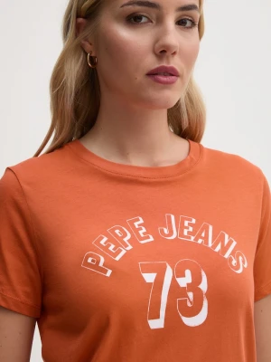 Pepe Jeans t-shirt bawełniany GIGI pomarańczowy