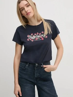 Pepe Jeans t-shirt bawełniany GINNY damski kolor granatowy PL505945