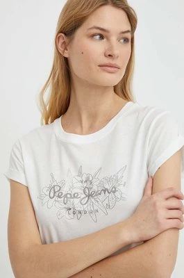Pepe Jeans t-shirt bawełniany HELEN damski kolor biały