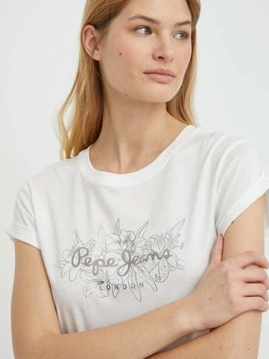 Pepe Jeans t-shirt bawełniany HELEN damski kolor biały PL505767