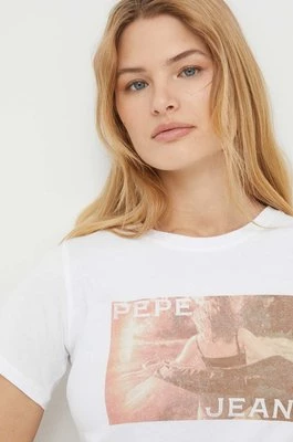 Pepe Jeans t-shirt bawełniany HIGI damski kolor biały