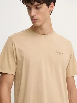 Pepe Jeans t-shirt bawełniany Jacko męski kolor beżowy gładki