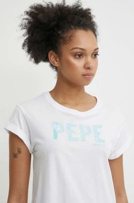 Pepe Jeans t-shirt bawełniany JANET damski kolor biały PL505836 PL505836