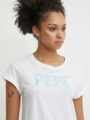 Pepe Jeans t-shirt bawełniany JANET damski kolor biały PL505836 PL505836