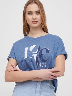 Pepe Jeans t-shirt bawełniany JAX damski kolor niebieski PL505825