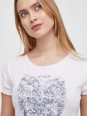 Pepe Jeans t-shirt bawełniany JURY damski kolor biały PL505829