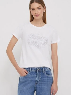 Pepe Jeans t-shirt bawełniany KIM damski kolor biały PL505747