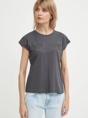 Pepe Jeans t-shirt bawełniany LILITH damski kolor szary PL505837