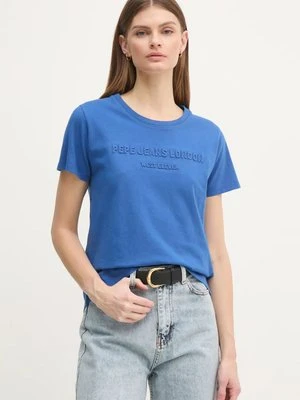 Pepe Jeans t-shirt bawełniany LORETTA damski kolor niebieski PL505994