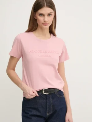 Pepe Jeans t-shirt bawełniany LORETTA damski kolor różowy PL505994