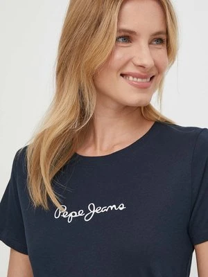 Pepe Jeans t-shirt bawełniany LORETTE damski kolor granatowy PL505827