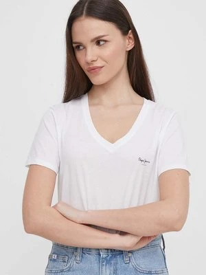 Pepe Jeans t-shirt bawełniany LORETTE V NECK damski kolor biały PL505826