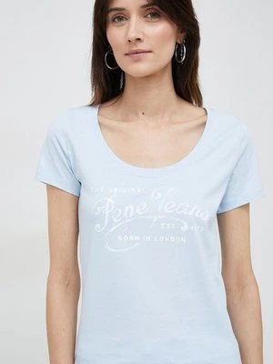 Pepe Jeans t-shirt bawełniany Mery kolor niebieski