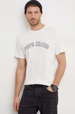 Pepe Jeans t-shirt bawełniany CLEMENT męski kolor beżowy z nadrukiem PM509220