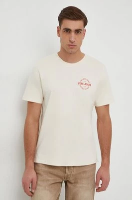 Pepe Jeans t-shirt bawełniany CRAIG męski kolor beżowy z nadrukiem PM509210
