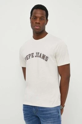 Pepe Jeans t-shirt bawełniany CLEMENT męski kolor beżowy z nadrukiem PM509220