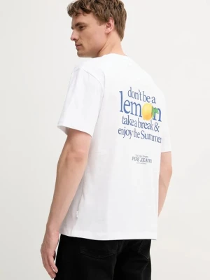 Pepe Jeans t-shirt bawełniany męski kolor biały wzorzysty PM509958