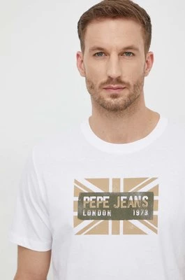 Pepe Jeans t-shirt bawełniany CREDICK męski kolor biały z nadrukiem PM509232