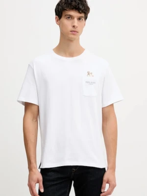 Pepe Jeans t-shirt bawełniany męski kolor biały z nadrukiem PM5010095