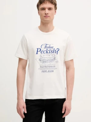 Pepe Jeans t-shirt bawełniany męski kolor biały z nadrukiem PM509957
