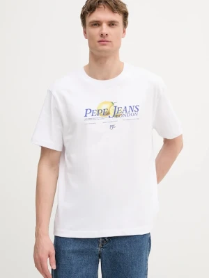 Pepe Jeans t-shirt bawełniany męski kolor biały z nadrukiem PM509964