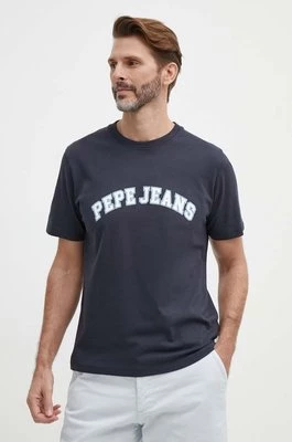 Pepe Jeans t-shirt bawełniany męski kolor granatowy z nadrukiem