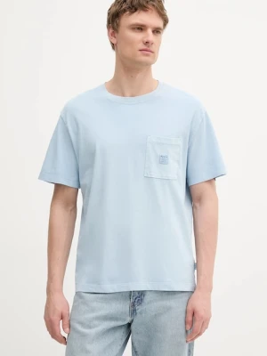 Pepe Jeans t-shirt bawełniany męski kolor niebieski gładki PM509965