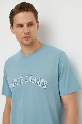 Pepe Jeans t-shirt bawełniany męski kolor niebieski z nadrukiem