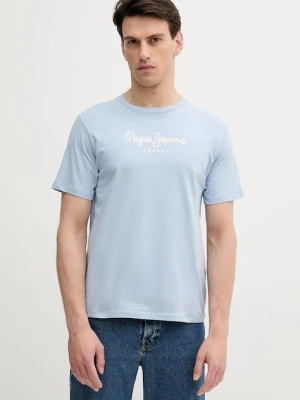 Pepe Jeans t-shirt bawełniany męski kolor niebieski z nadrukiem PM509979