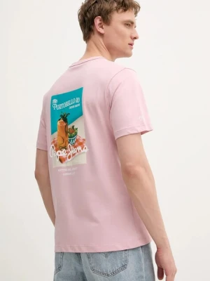 Zdjęcie produktu Pepe Jeans t-shirt bawełniany męski kolor różowy z nadrukiem PM509956