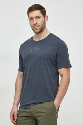 Pepe Jeans t-shirt bawełniany EMB EGGO męski kolor szary z aplikacją PM509418