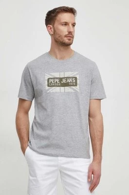 Pepe Jeans t-shirt bawełniany CREDICK męski kolor szary z nadrukiem PM509232