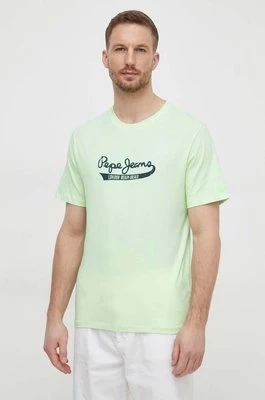 Pepe Jeans t-shirt bawełniany męski kolor zielony z nadrukiem