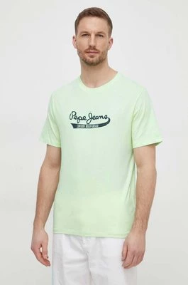 Pepe Jeans t-shirt bawełniany CLAUDE męski kolor zielony z nadrukiem PM509390