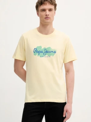 Pepe Jeans t-shirt bawełniany męski kolor żółty z nadrukiem PM509959